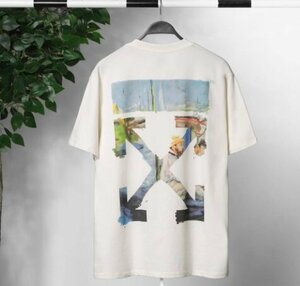 OFF WHITE オフホワイト トップス Tシャツ メンズ レディース シンプル カジュアル ベージュ Ｌ