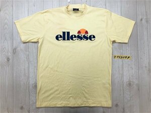 ellesse エレッセ メンズ ビッグロゴ フロッキープリント 半袖Tシャツ S 黄色