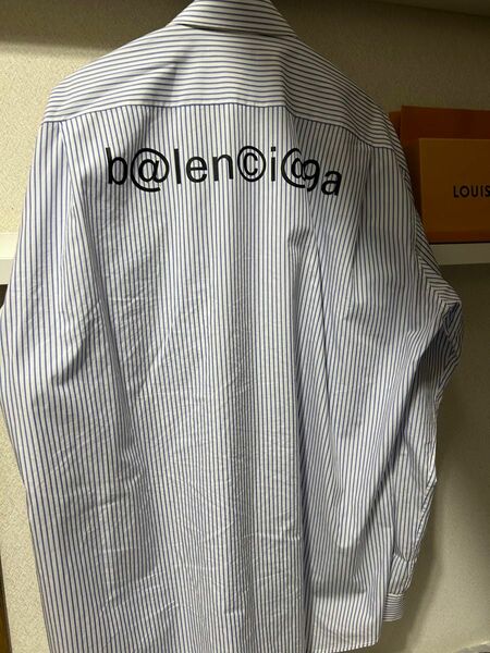 Balenciaga/バレンシアガ バックロゴ/ストライプオーバーサイズシャツ