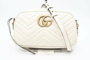 ☆安心の３大保証☆ Aランク ≪GUCCI グッチ/ショルダーバッグ≫ 447632 GGマーモント キルティング スモール ホワイト 白 極美品 送料無料