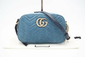 ☆安心の３大保証☆ Aランク ≪GUCCI グッチ/ショルダーバッグ≫ 447632 GGマーモント デニム スモール ブルー レディース 極美品 送料無料