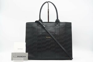 ☆安心の３大保証☆ ABランク ≪BALENCIAGA バレンシアガ/トートバッグ≫ 714177 BBモノグラム ハードウェア ショッピングバッグ ブラック