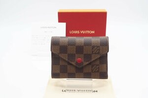 ☆安心の３大保証☆ ABランク ≪LOUIS VUITTON ルイ ヴィトン /三つ折り財布≫ N41938 ダミエ ポルトフォイユ ヴィクトリーヌ ブラウン 美