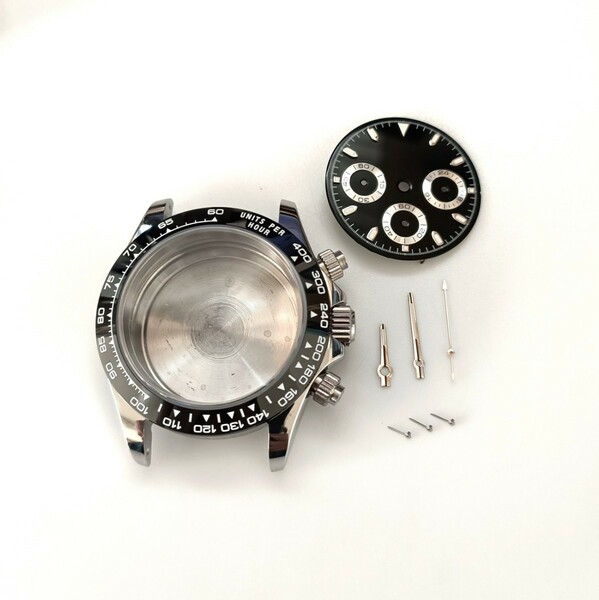 腕時計 クロノグラフ ケース 文字盤 針 セット セラミックベゼル 【対応ムーブメント】セイコー VK63 SEIKO