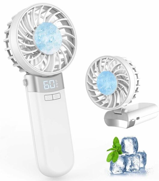 携帯扇風機 【2024夏新設計・接触冷感 急速冷却・折り畳み】 LED表示