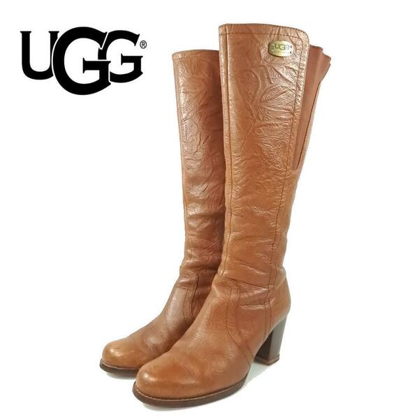 激レア UGG ロングブーツ サイドゴア 型押し キャメル 23.5cm