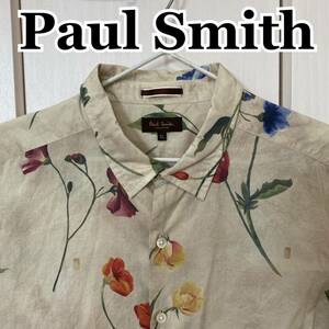 ポールスミスコレクション　PaulSmith collection花柄シャツ　フラワープリント　ベージュ　長袖シャツ　XLサイズ