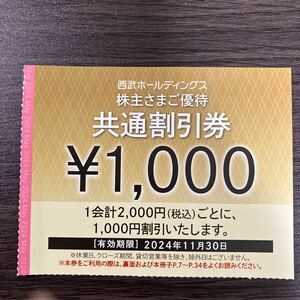  Seibu HD stockholder hospitality common discount ticket 1000 jpy 1 sheets 
