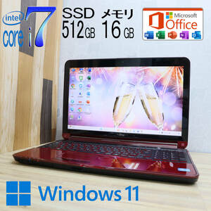 ★美品 最上級4コアi7！新品SSD512GB メモリ16GB★AH77/G Core i7-2670QM Webカメラ Win11 MS Office2019 Home&Business ノートPC★P72115