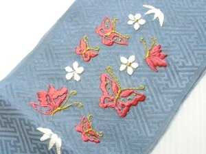  "Семь, пять, три" девочка вышивка ввод воротник натуральный шелк японский костюм синий бабочка почтовая доставка 180 иен возможно 1040