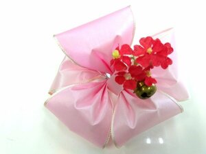  The Seven-Five-Three Festival hair ornament girl bell attaching pink red small flower ribbon 1035 ggp