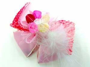  The Seven-Five-Three Festival hair ornament girl bell attaching pink red aperture stop small flower ribbon feathers ornament attaching 1034 ggp