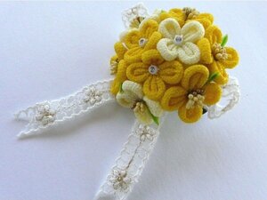  The Seven-Five-Three Festival hair ornament girl Japanese clothes yellow color flower lace ribbon 1027