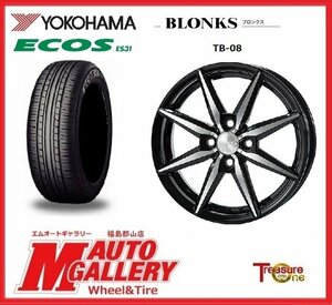 郡山店★サマータイヤホイールSET★ブロンクス TB-08 5.5J 14インチ 4H100+43＆ヨコハマ ES31 175/65R14 21年製★コンパクトカー