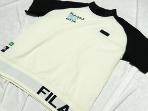 WFI14★2024年春夏モデル★サンプル品★FILA GOLF★フィラゴルフ★ストレッチ UVカット半袖モックネックシャツ★L/WT