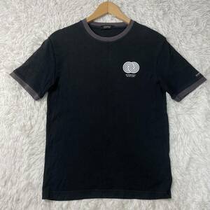 【F20】BURBERRY BLACK LABEL バーバリーブラックレーベル Tシャツ 半袖 ロゴ バッグプリント 黒 ブラック 2 Mサイズ メンズ