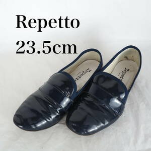 MK6828*repetto* Repetto * женский плоская обувь *36.5-23.5cm* эмаль темно-синий *