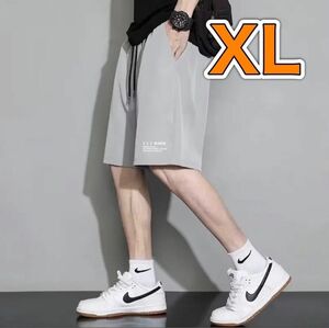 スポーツパンツ 接触冷感 グレー XL ハーフパンツ ボトムス 夏服 速乾 吸水 涼しい メンズ 半ズボン 短パン