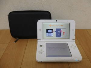 F5-6.6) 任天堂 / Nintendo　3DS LL　本体 ケース付き　SPR-001　ミント×ホワイト　作動品　初期化済み　ステック破損
