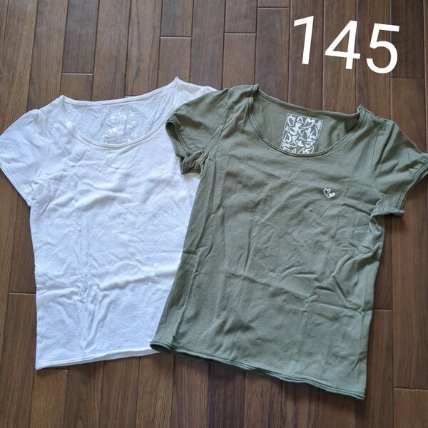 キッズ 半袖 Tシャツ ホワイト カーキー 2枚セット 145cm 女の子