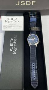 [ unused goods ]Kentex kentex JSDF aviation self .. model men's wristwatch quartz blue face S455M dragon head operation OK box attaching *BT torn / flat battery *