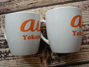 au^,,.Yokohama*陶器製マグカップ・2個_.,,^「未使用品」