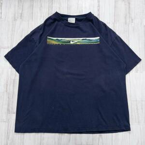 古着 00s Y2K NIKE ナイキ プリント Tシャツ ネイビー XL