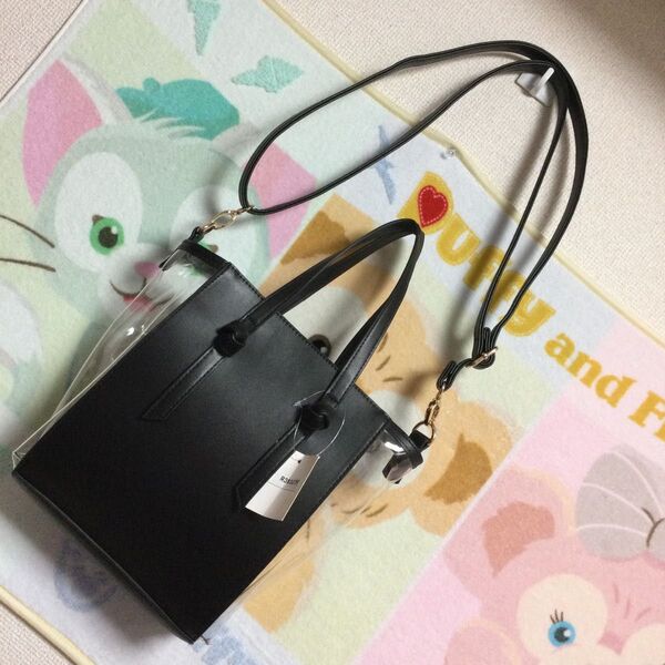 新品 サイドクリア ハンドバッグ 2way ショルダーバッグ ブラック