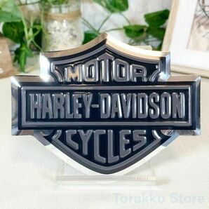 【新品】ハーレーダビッドソン 公式ライセンス アルミ製ロゴデカール（ブラック）オフィシャルディーラー 海外製 輸入品 Harley Davidson