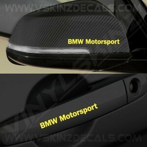 海外n 送料無料 BMW Motorsport モータースポーツ カッティング ミラー ドアハンドル YELLOW 100mm 4枚セット ステッカー