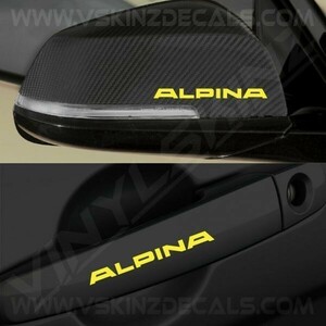 海外n 送料無料 BMW ALPINA アルピナ カッティング ミラー ドア YELLOW 100mm 4枚セット ステッカー