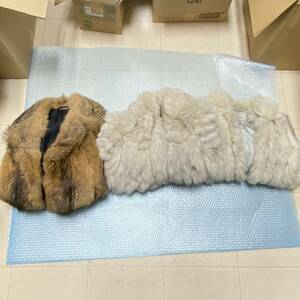 [F48] fur SAGA FOX SaGa fox EMBA Enba blue fox snow top dyeing real fur coat present condition goods 