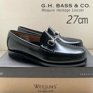 新品 ジーエイチバス G.H.BASS ウィージャンズ ヘリテージ WEEJUN HERITAGE LINCOLN ビット レザー ローファー 27㎝ 黒 BA11075H 送料無料