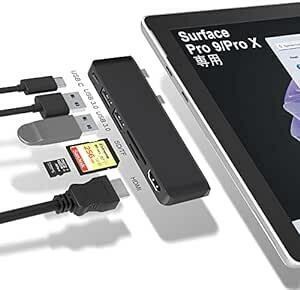 Surface Pro9 USBハブ 6-in-2拡張 マルチポート Thunerbolt4 USBC 4Kディスプレイ 40Gb