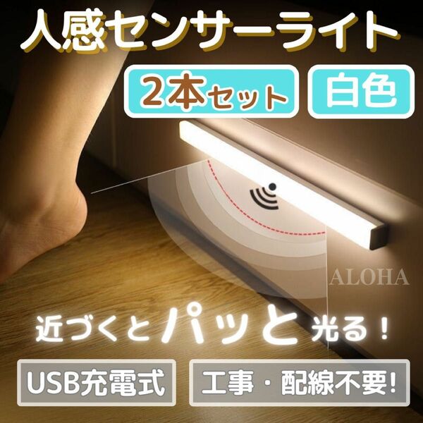 センサーライト　人感　充電式 LEDライト 2点セット USB 室内