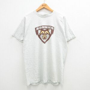 L/古着 フルーツオブザルーム 半袖 ビンテージ Tシャツ メンズ 00s BONNIES クルーネック 薄グレー 霜降り 24may31 中古