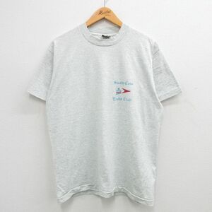 L/古着 フルーツオブザルーム 半袖 ビンテージ Tシャツ メンズ 90s スミスコーブ ヨットクラブ クルーネック 薄グレー 霜降り 24may31 中古