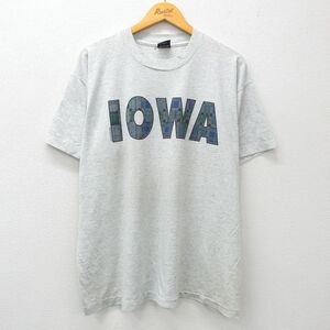 XL/古着 フルーツオブザルーム 半袖 ビンテージ Tシャツ メンズ 90s アイオワ 大きいサイズ クルーネック 薄グレー 霜降り 24may31 中古