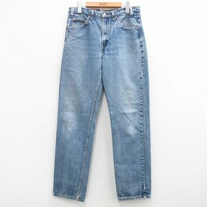 W33/古着 ジーンズ Levis リーバイス 505 メンズ 00s ヒゲ コットン 紺 ネイビー デニム 24may31 中古 ボトムス ジーパン Gパン ロング パ