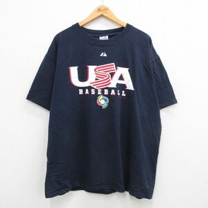 XL/古着 マジェスティック 半袖 ビンテージ Tシャツ メンズ 00s WBC 野球 USAチーム デレクジーター 2 大きいサイズ コットン クルーネック