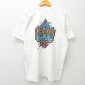 M/古着 フルーツオブザルーム 半袖 ビンテージ Tシャツ メンズ 90s シニアクラス コットン クルーネック 白 ホワイト 24jun01 中古