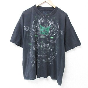 XL/古着 半袖 Tシャツ メンズ TAPOUT 大きいサイズ コットン クルーネック 黒 ブラック 24jun01 中古