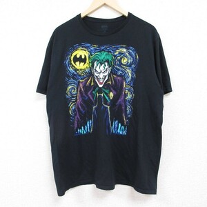 XL/古着 半袖 Tシャツ メンズ DCコミックス バットマン BATMAN ジョーカー コットン クルーネック 黒 ブラック 24jun01 中古
