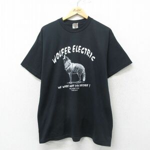 XL/古着 フルーツオブザルーム 半袖 ビンテージ Tシャツ メンズ 00s オオカミ クルーネック 黒 ブラック 24jun01 中古