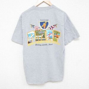 L/古着 半袖 Tシャツ メンズ PMRF 星条旗 ミサイル クルーネック グレー 霜降り 24jun01 中古