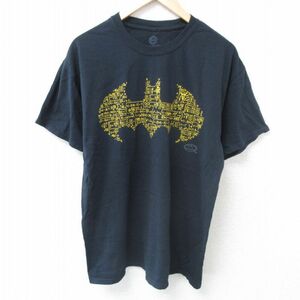 L/古着 半袖 Tシャツ メンズ DCコミックス バットマン BATMAN コットン クルーネック 黒 ブラック 24jun03 中古