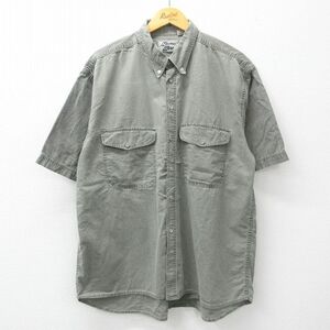 XL/古着 半袖 シャツ メンズ 00s コットン ボタンダウン 薄緑 グリーン 24jun03 中古 トップス