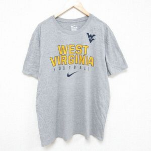 XL/古着 ナイキ NIKE 半袖 ブランド Tシャツ メンズ ウェストバージニア マウンテニアーズ フットボール 大きいサイズ クルーネック グレー