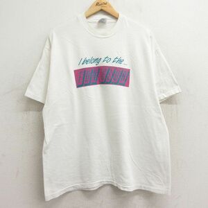 XL/古着 ヘインズ 半袖 ビンテージ Tシャツ メンズ 90s FUN CLUB コットン クルーネック 白 ホワイト 24jun03 中古