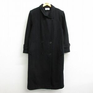  б/у одежда длинный рукав шерстяное пальто женский 90s длинный длина чёрный черный 23nov16 б/у внешний 2OF